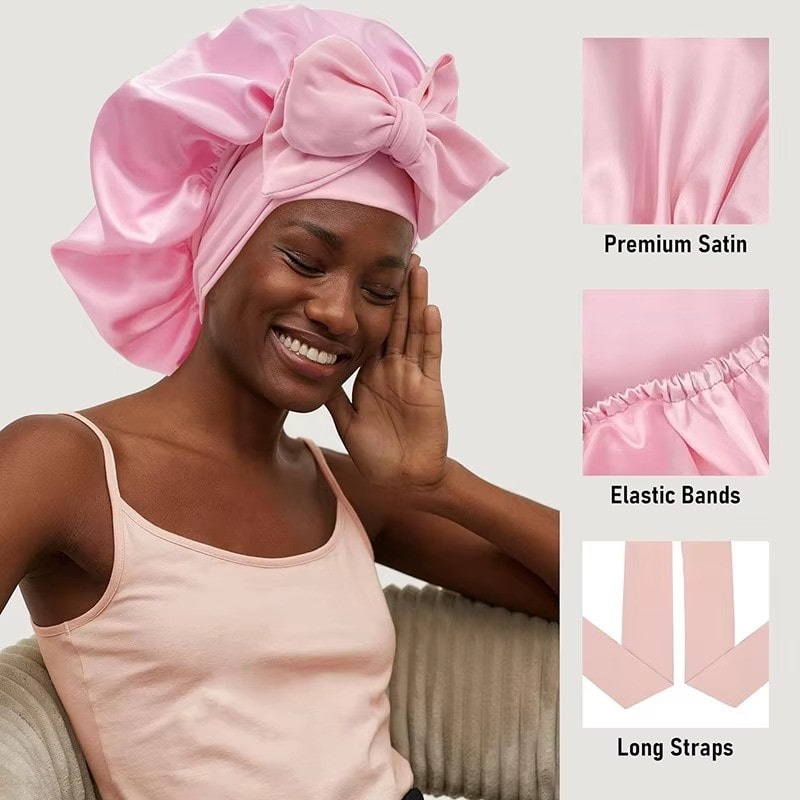 Satin Hair Bonnet For Sleeping - With Tie Band For Women