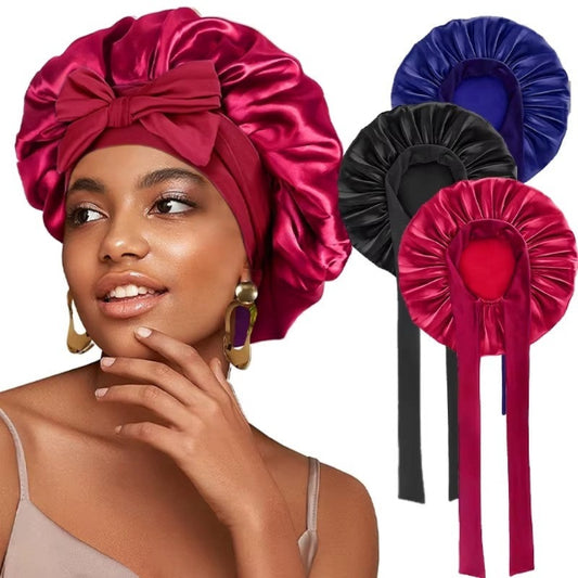 Satin Hair Bonnet For Sleeping - With Tie Band For Women