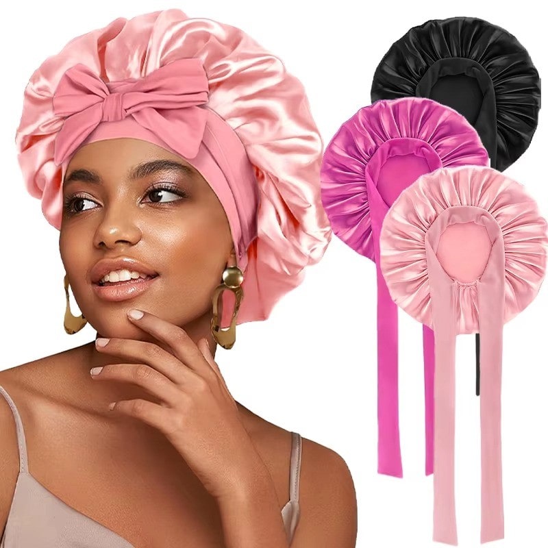 Satin Hair Bonnet For Sleeping - With Tie Band For Women