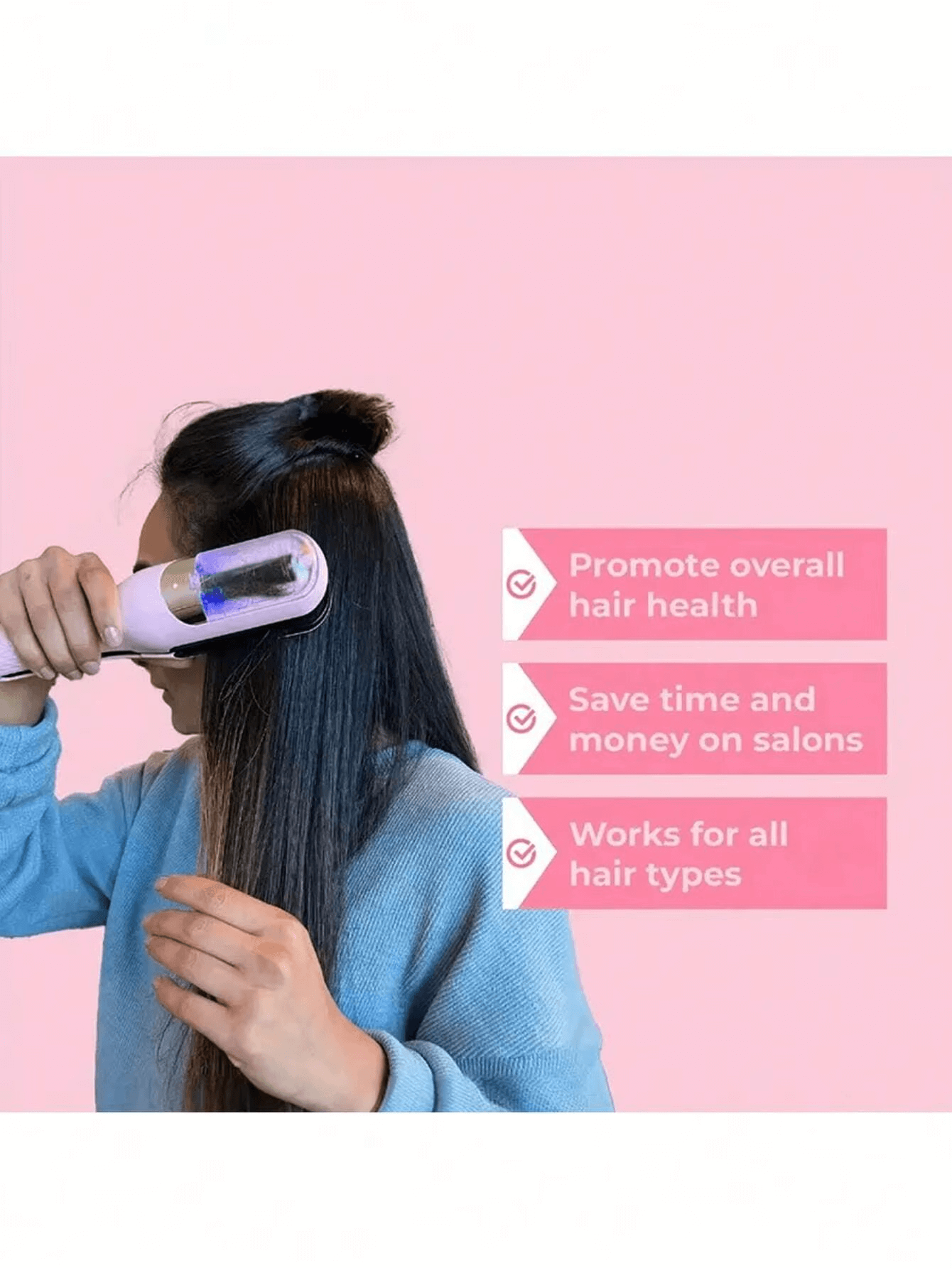Split end hair trimmer device for removing damaged ends while preserving hair length