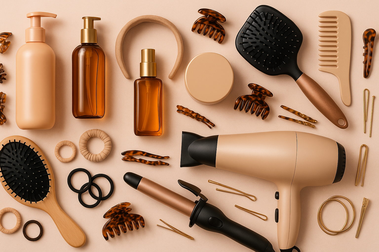 womens hair care and hairstyle products and accessories as image banner